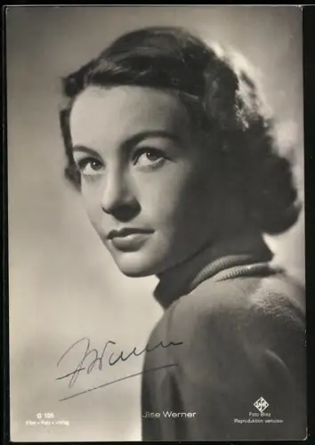 AK Schauspielerin Ilse Werner über Schulter blickend, Autograph