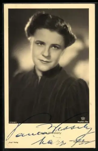 AK Paula Wessely, Portrait, Autograph