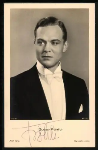 AK Gustav Fröhlich mit weisser Fliege, Autograph