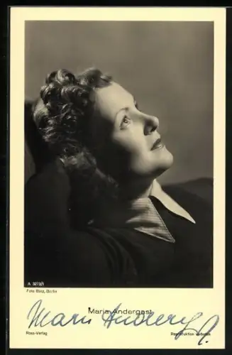 AK Maria Andergast, Portrait, Autograph