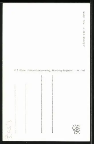 AK Nadja Tiller mit Gesichtsschleier, Autograph