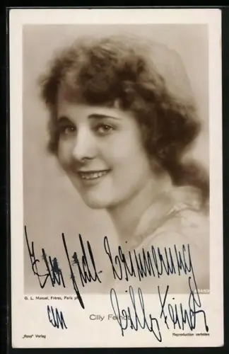 AK Cilly Feindt lächelt, Autograph