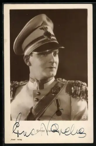 AK Ernst Verebes in Uniform, Autograph