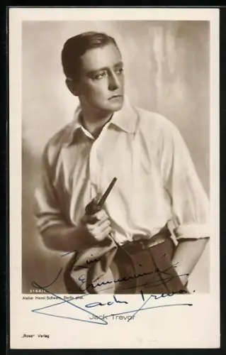 AK Jack Trevor mit Tabakspfeife, Autograph