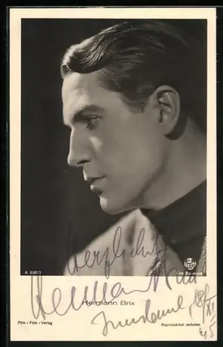 AK Hermann Brix, Seitenportrait, Autograph