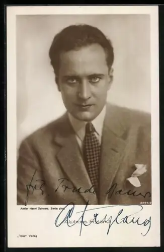 AK Alphons Fryland mit bestimmtem Blick, Autograph
