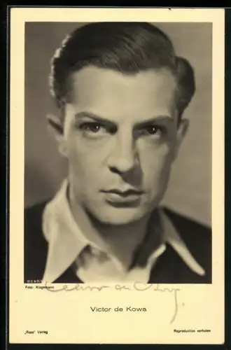 AK Victor de Kowa mit wütendem Gesichtsausdruck, Autograph