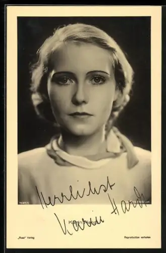 AK Karin Hard, Portrait, Autograph