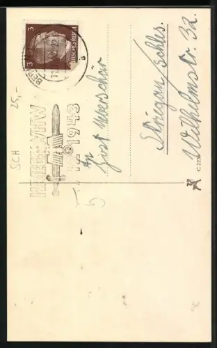 AK Maria Landrock mit Kopftuch, Autograph