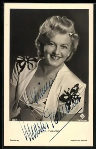 AK Maria Paudler lächelt, Portrait, Autograph