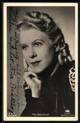 AK Fita Benkhoff, Portrait, Autograph