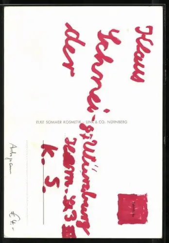 AK Elke Sommer mit aufgestützer Hand, Autograph