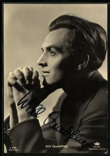 AK Will Quadflieg mit gefalteten Händen, Autograph