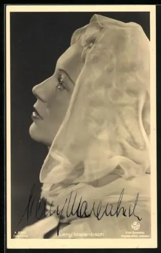 AK Leny Marenbach, Seitenportrait, Autograph