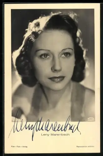 AK Leny Marenbach, Portrait, Autograph