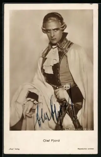 AK Olaf Fjord in einer Filmrolle, Autograph