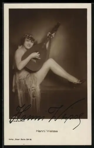 AK Hanni Weisse mit einer Laute, Autograph