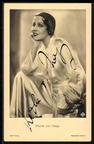 AK Käthe von Nagy, Portrait, Autograph