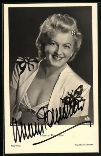 AK Maria Paudler, Portrait und Autograph