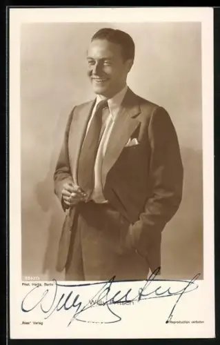 AK Willy Fritsch lächelt, Autograph