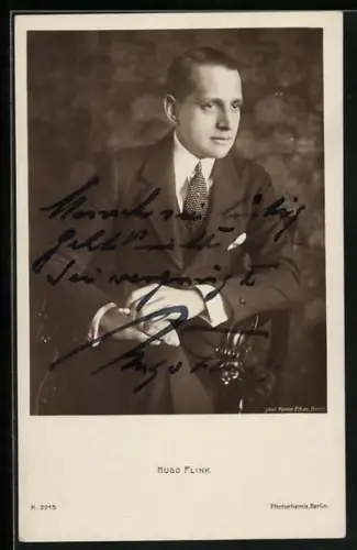 AK Hugo Flink, Portrait, Autograph
