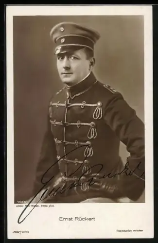 AK Ernst Rückert in Uniform, Autograph