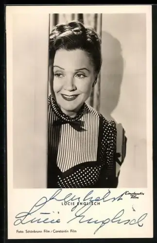 AK Lucie Englisch als Fiakermilli, Autograph