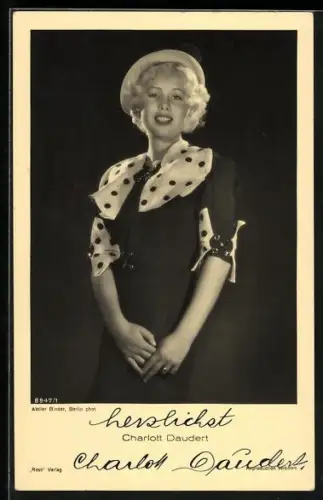 AK Charlott Daudert, Portrait, Autograph, 1935