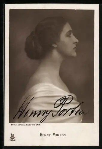AK Henny Porten, Seitenportrait, Autograph