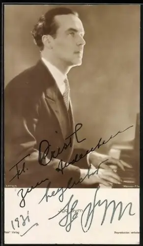 AK Igo Sym am Klavier, Portrait, Autograph, 1931