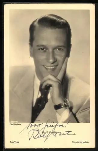 AK Rolf Weih mit Armbanduhr, Portrait, Autograph