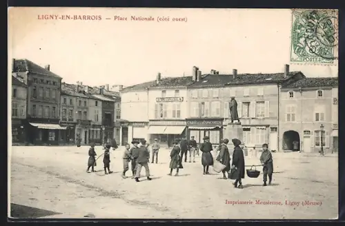 AK Ligny-en-Barrois, Place Nationale, cote ouest