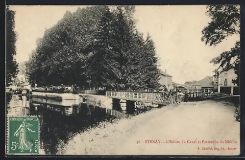 AK Stenay, L`Ècluse du Canal et la Passerelle du Moulin