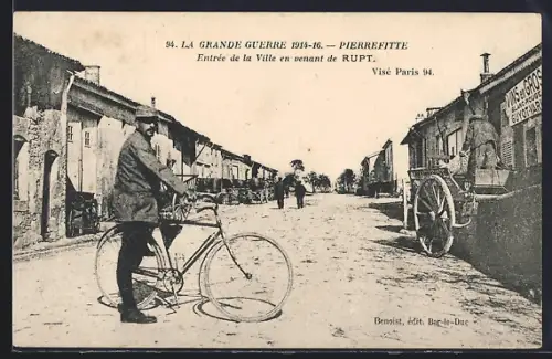 AK Pierrefitte, Entrée de la Ville en venant de Rupt, Grande Guerre 1914-16