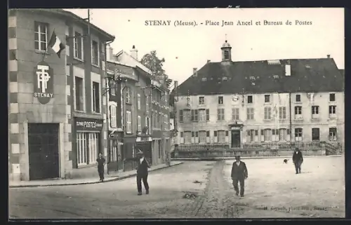 AK Stenay /Meuse, Place Jean Ancel et Bureau des Postes