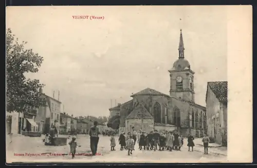 AK Vignot /Meuse, La Place, L`Eglise