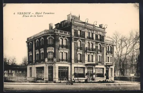 AK Verdun, Hotel Terminus, Place de la Gare