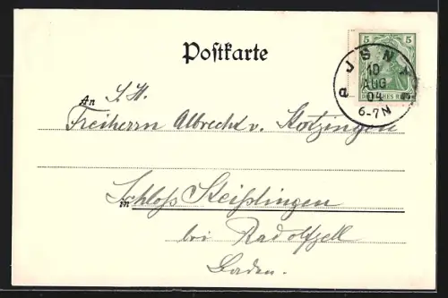 AK Isny, Kirchplatz mit Kirche und Torturm