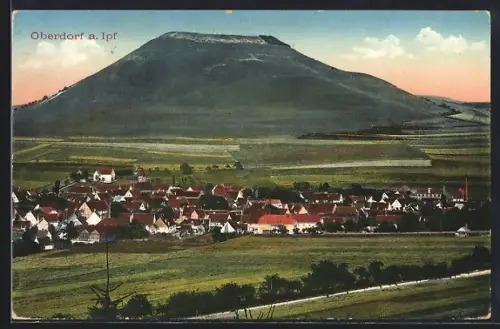 AK Oberdorf a. Ipf, Gesamtansicht mit Feldern und Berg aus der Vogelschau