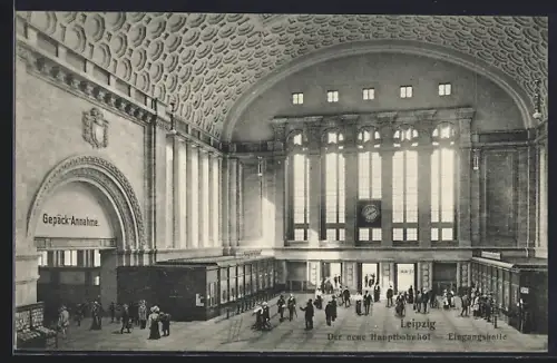 AK Leipzig, Eingangshalle des neuen Hauptbahnhofs
