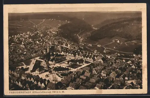 AK Freudenstadt, Ortsansicht vom Zeppelin aus