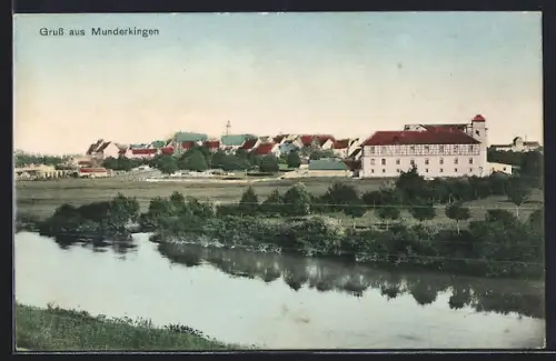 AK Munderkingen, Ortsansicht aus der Vogelschau