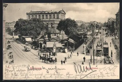 AK Hannover, Georgstrasse mit Strassenbahnen