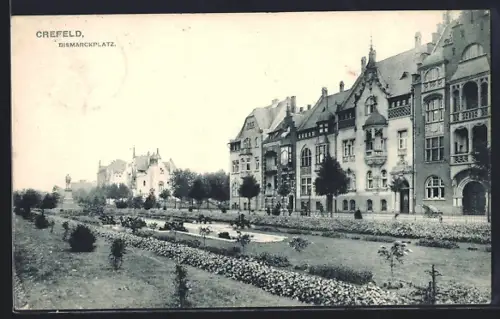 AK Crefeld, Strasse am Bismarckplatz