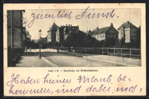 AK Lahr / Baden, Strassenpartie an der Artilleriekaserne