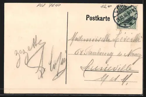 AK Kehl, Strassenansicht mit Kirche, Strassenbahn