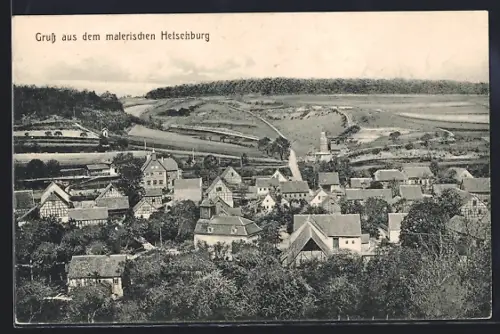 AK Hetschburg, Ortsansicht aus der Vogelschau