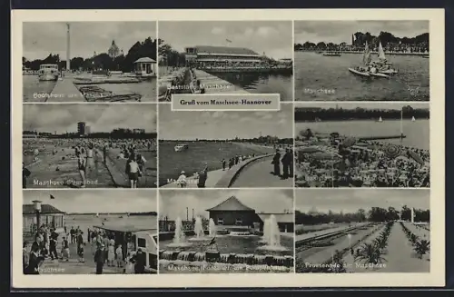 AK Hannover, Maschsee: Strandbad, Bootshaus, Promenade