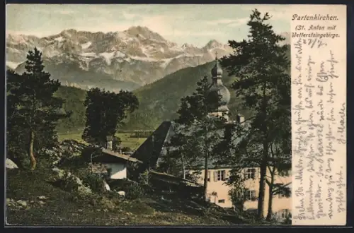 AK Partenkirchen, St. Anton mit Wettersteingebirge