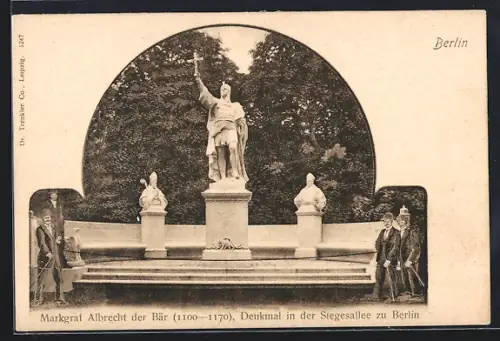 AK Berlin-Tiergarten, Sieges-Allee, Denkmal Markgraf Albrecht der Bär